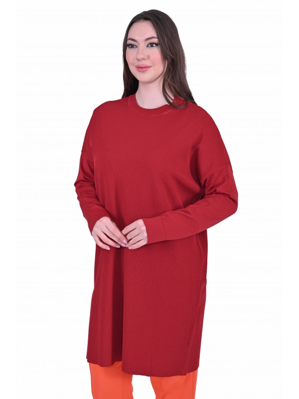 İNVEE 7014 Triko Tunik - Bordo