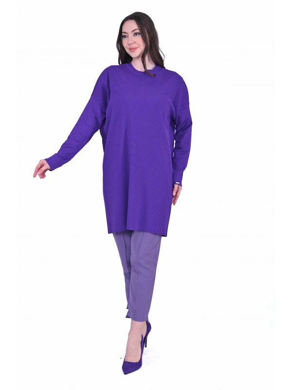 İNVEE 7014 Triko Tunik - Mor
