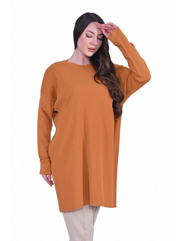 İNVEE 7014 Triko Tunik - Taba