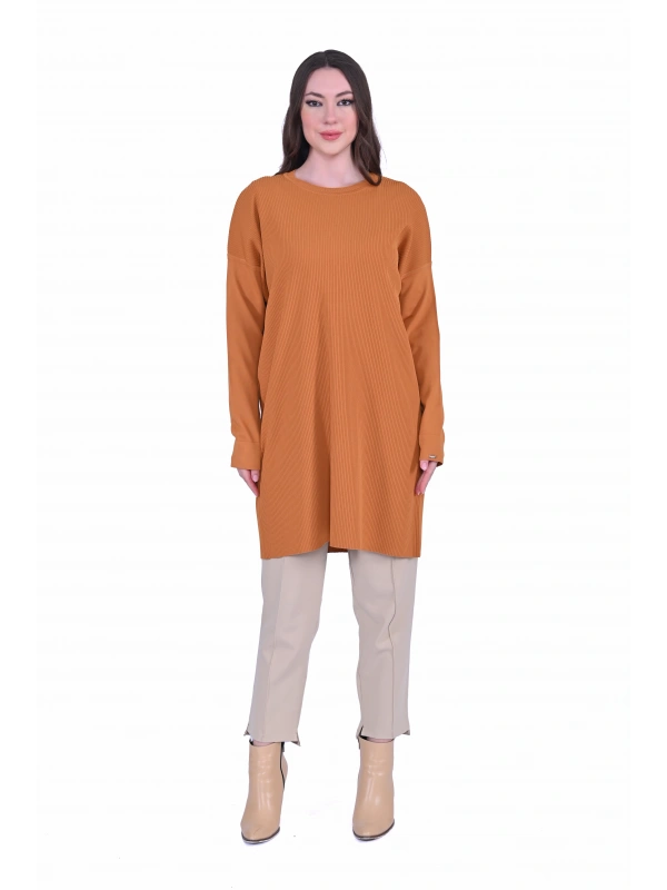 İNVEE 7014 Triko Tunik - Taba
