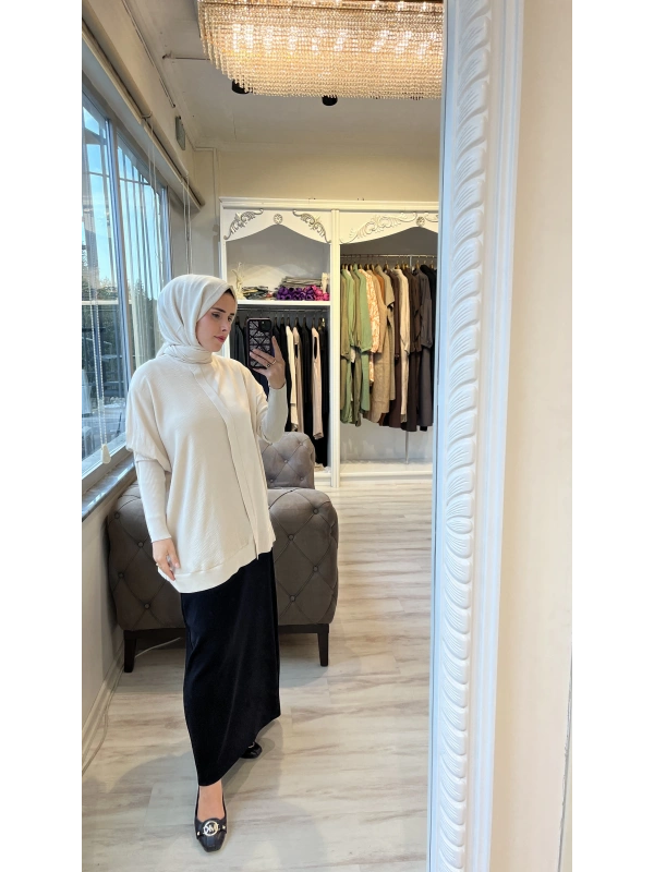 İNVEE 7015 Kloş Siyah Triko Etek