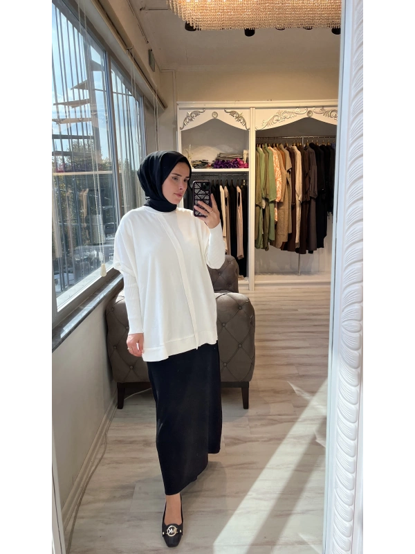 İNVEE 7015 Kloş Siyah Triko Etek