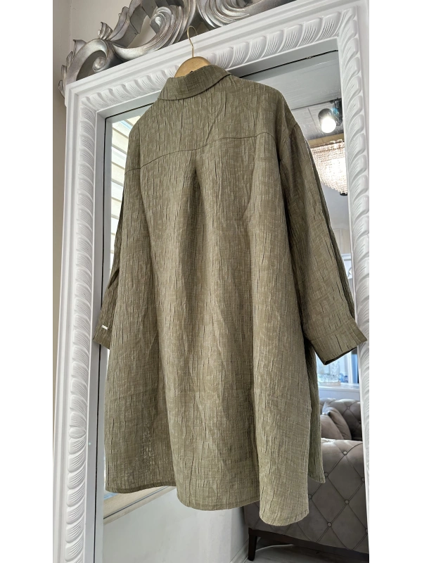 İNVEE 7017 Desenli Haki Modal Gömlek