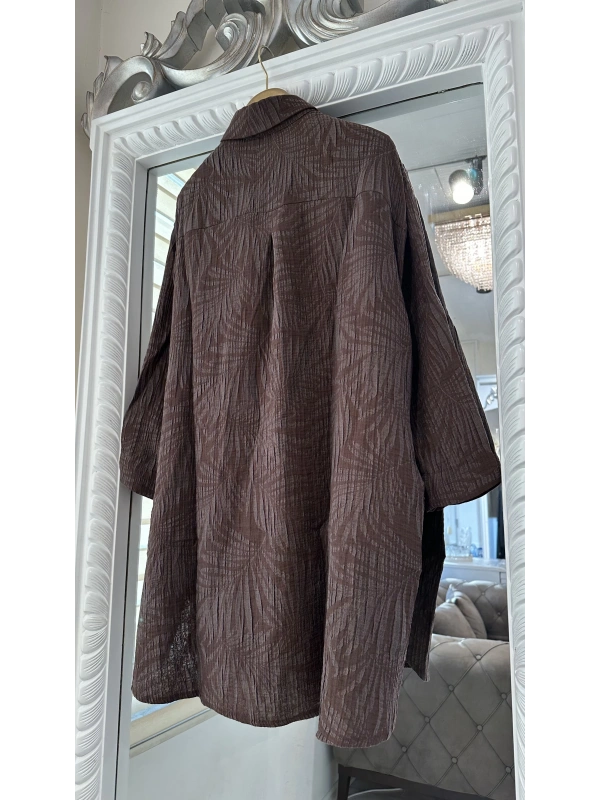 İNVEE 7017 Desenli Kahve Modal Gömlek