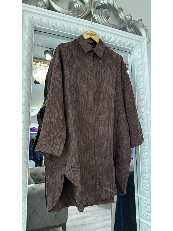 İNVEE 7017 Desenli Kahve Modal Gömlek