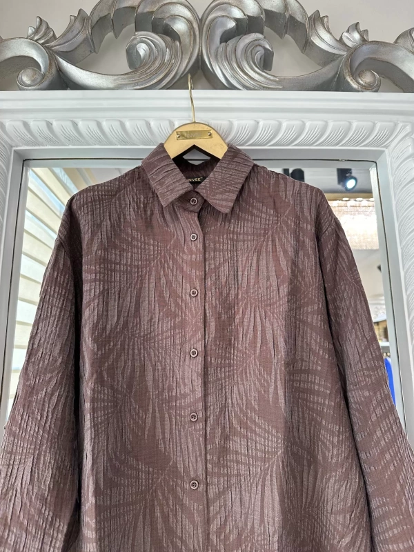 İNVEE 7017 Desenli Kahve Modal Gömlek