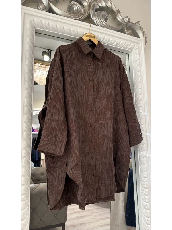 İNVEE 7017 Desenli Kahve Modal Gömlek