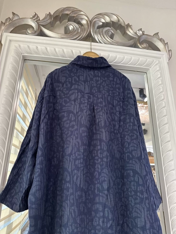 İNVEE 7017 Desenli Lacivert Modal Gömlek