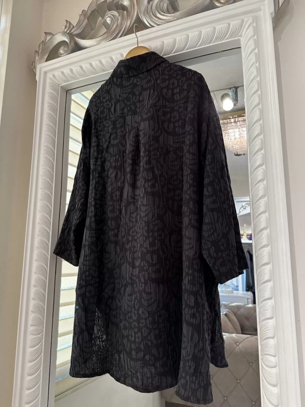 İNVEE 7017 Desenli Siyah Modal Gömlek