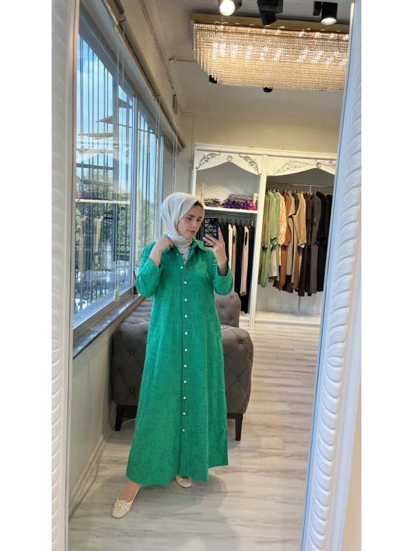 İNVEE 7018 Benetton Delik İşi Gömlek Elbise