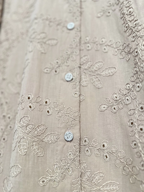 İNVEE Bej Delik İşi Gömlek Elbise