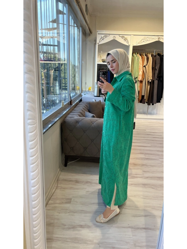 İNVEE 7018 Benetton Delik İşi Gömlek Elbise