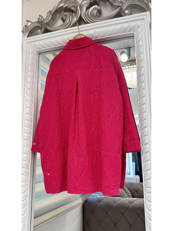 İNVEE 7019 Delik İşi Fuşya Gömlek