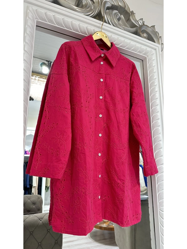 İNVEE 7019 Delik İşi Fuşya Gömlek