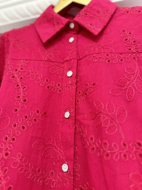 İNVEE 7019 Delik İşi Fuşya Gömlek