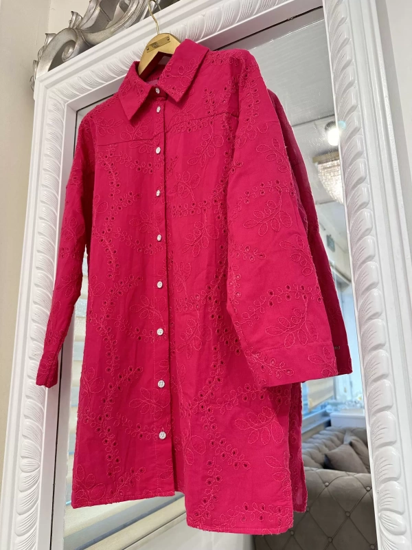 İNVEE 7019 Delik İşi Fuşya Gömlek