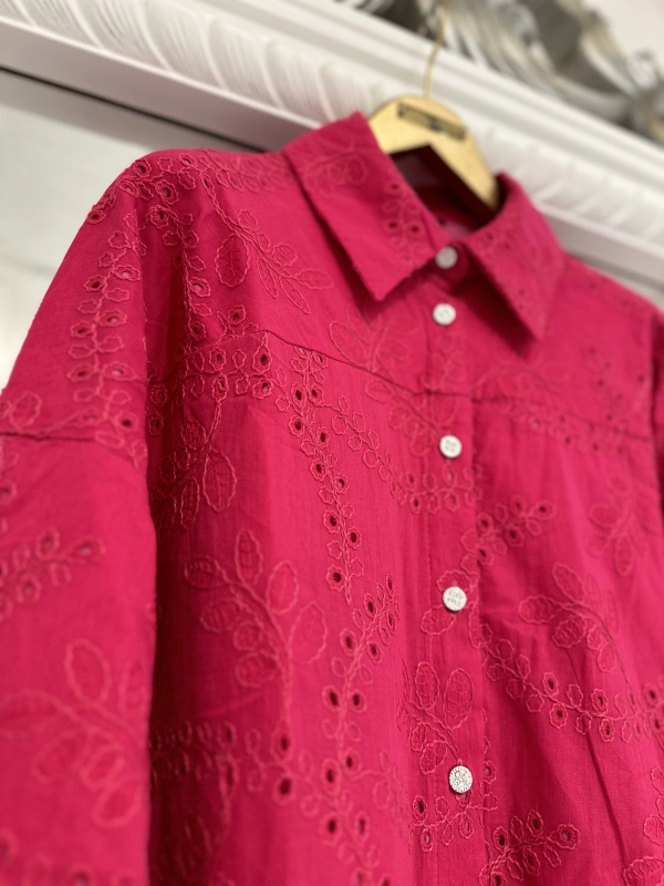 İNVEE 7019 Delik İşi Fuşya Gömlek