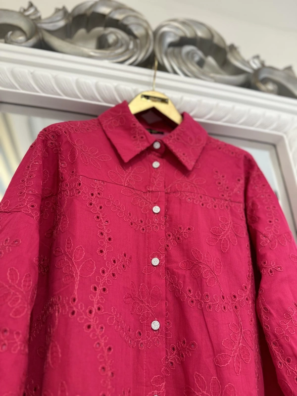 İNVEE 7019 Delik İşi Fuşya Gömlek