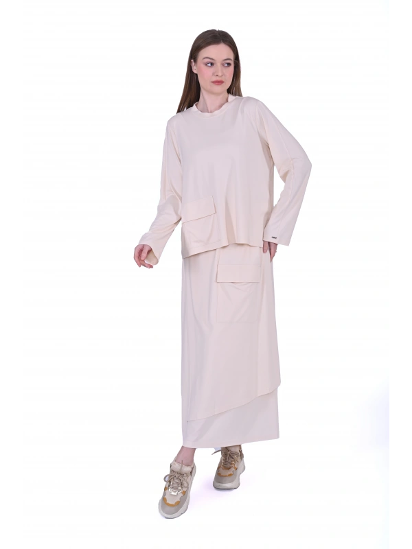 İNVEE Etekli Modal Takım - Bej