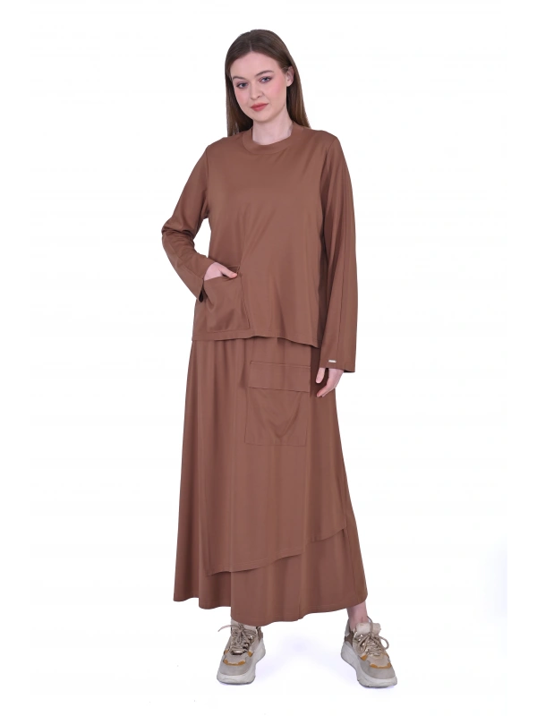 İNVEE Etekli Modal Takım - Kahve