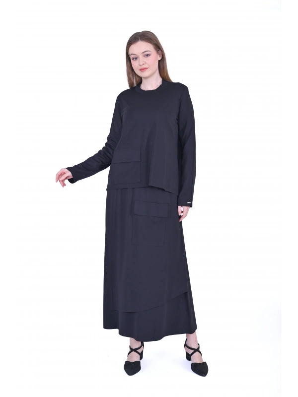 İNVEE Etekli Modal Takım - Siyah