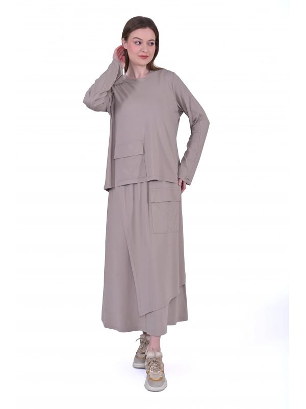 İNVEE Etekli Modal Takım - Vizon