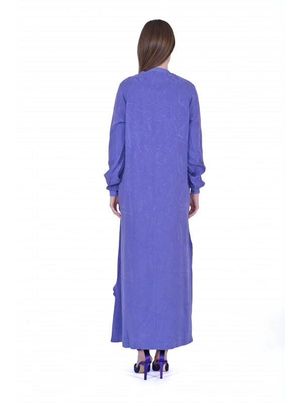 İNVEE 7024 Fırfır Detaylı Mor Modal Elbise