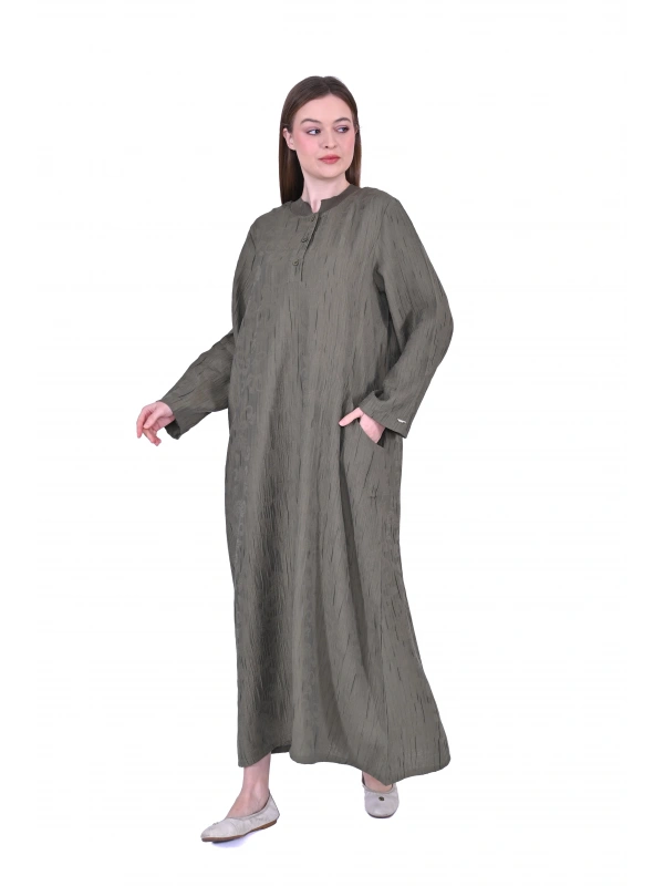 İNVEE 7026 Cepli Modal Elbise - Haki