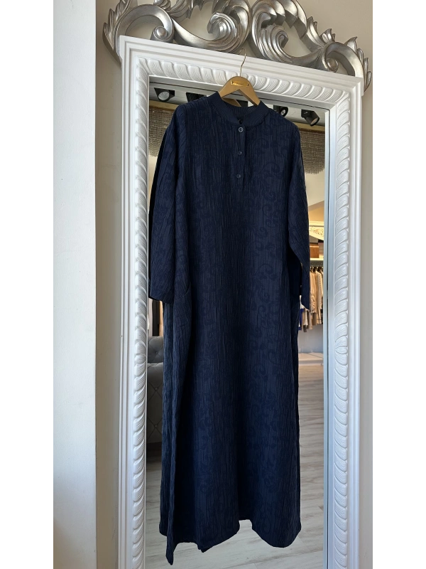 İNVEE 7026 Cepli Modal Elbise - Lacivert