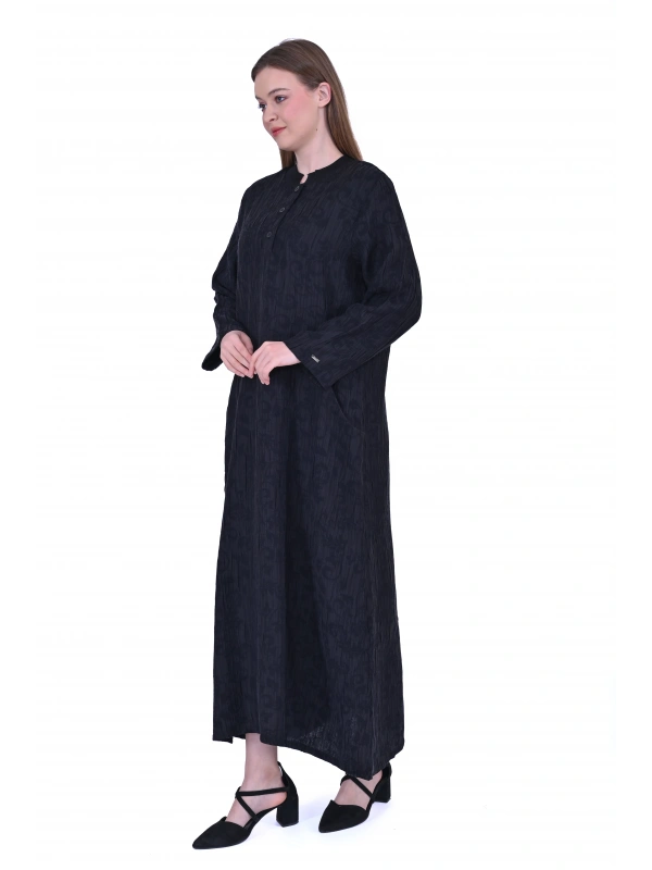 İNVEE 7026 Cepli Modal Elbise - Siyah