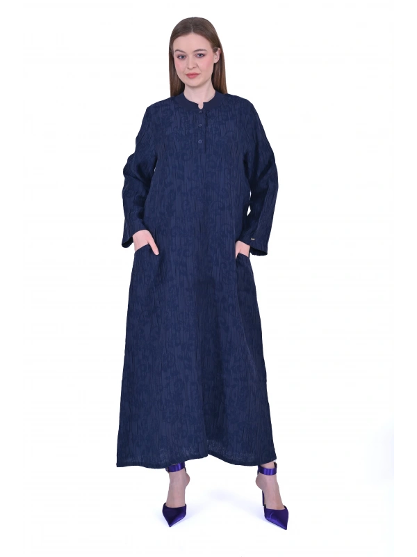 İNVEE 7026 Cepli Modal Elbise - Lacivert