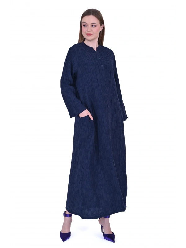İNVEE 7026 Cepli Modal Elbise - Lacivert