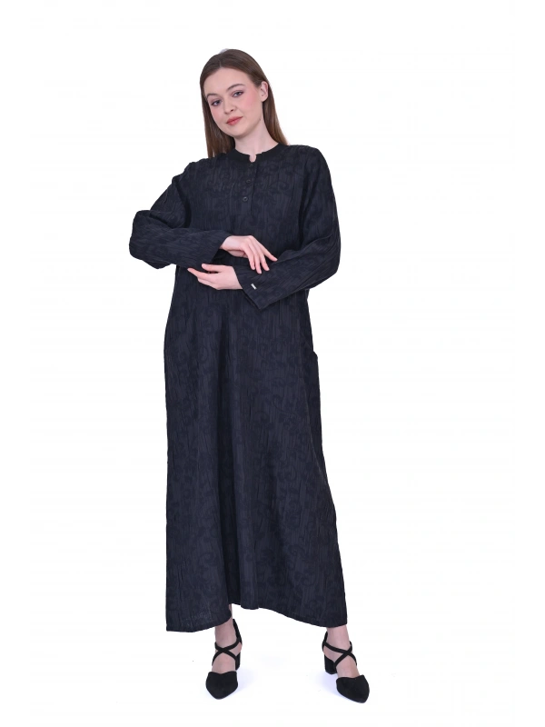 İNVEE 7026 Cepli Modal Elbise - Siyah