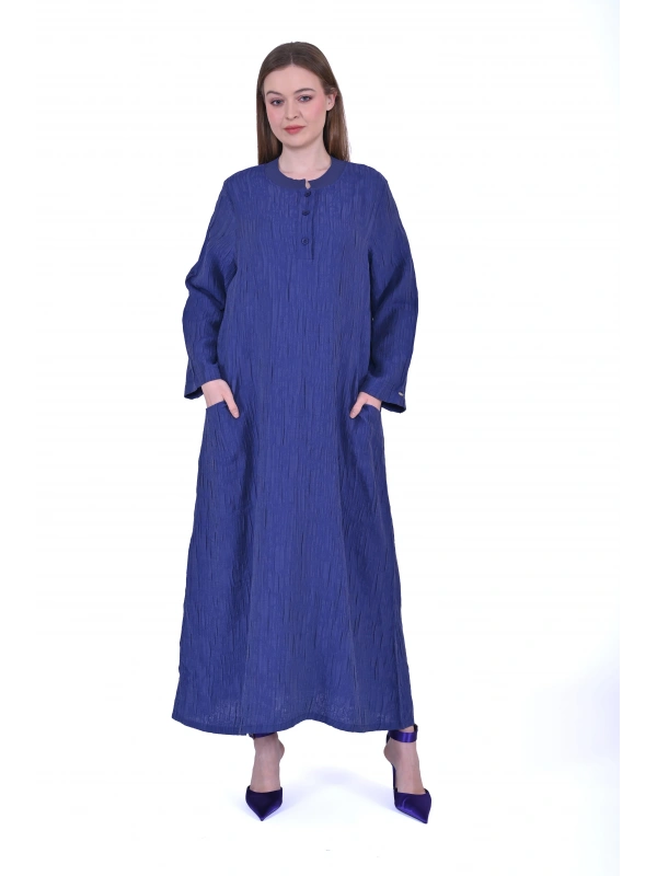 İNVEE 7026 Cepli Modal Elbise - İndigo