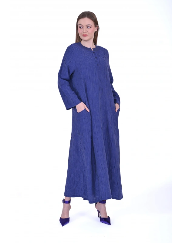 İNVEE 7026 Cepli Modal Elbise - İndigo