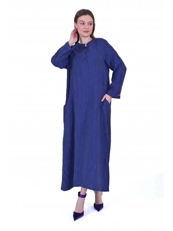 İNVEE 7026 Cepli Modal Elbise - İndigo