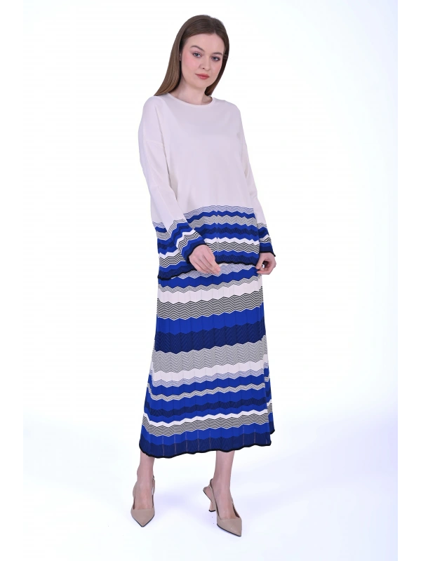 İNVEE 7028 Bej / Sax Triko Etek