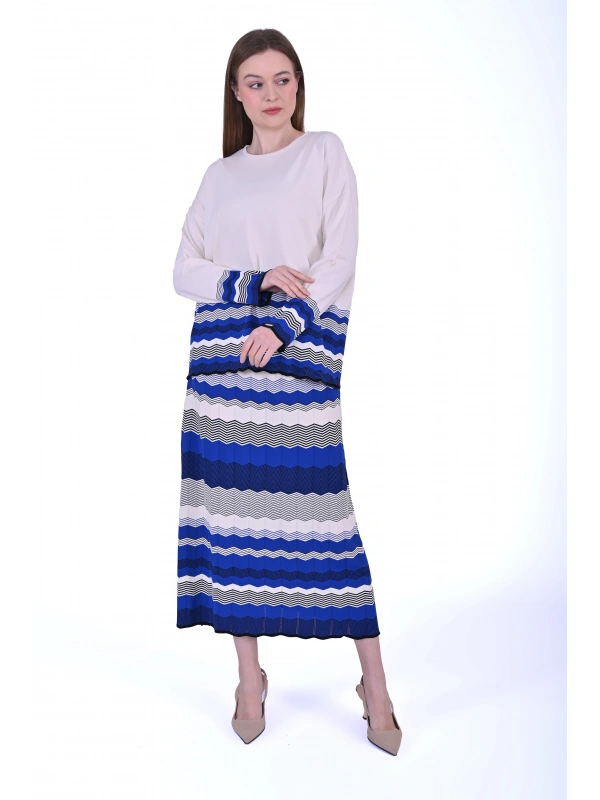 İNVEE 7028 Bej / Sax Triko Etek