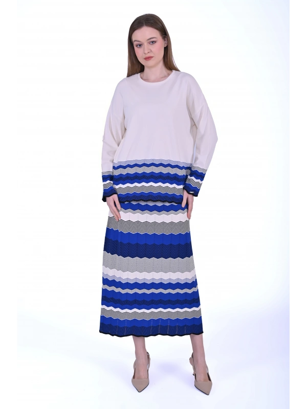 İNVEE 7028 Bej / Sax Triko Etek