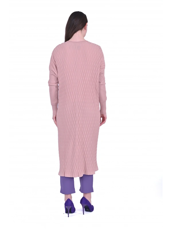 İNVEE 7029 Desenli Triko Hırka - Somon