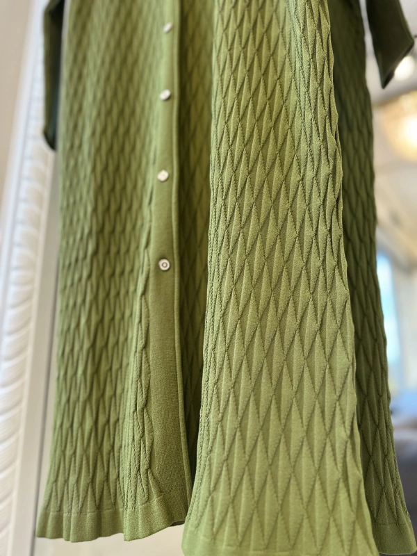 İNVEE 7029 Desenli Triko Hırka - Yeşil