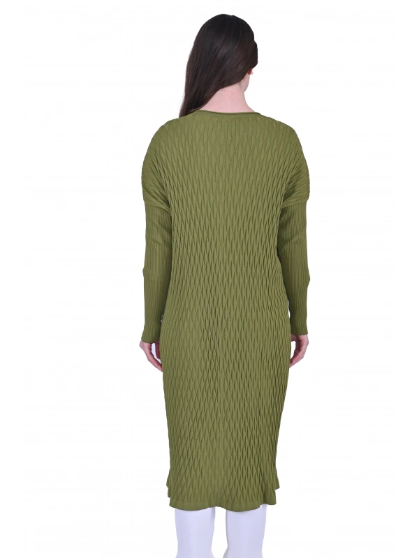 İNVEE 7029 Desenli Triko Hırka - Yeşil