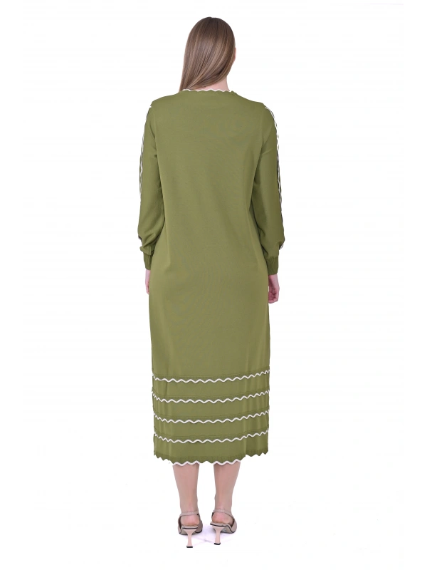 İNVEE 7030 Yeşil Triko Elbise
