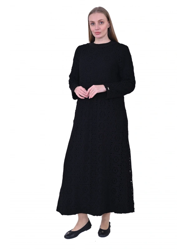 İNVEE 7031 Siyah Dantel Elbise