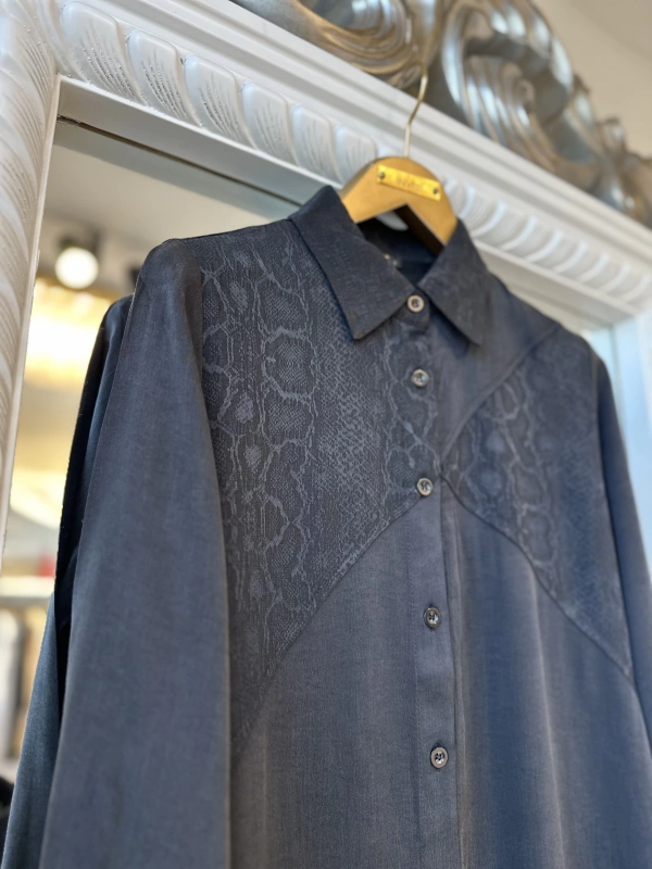 İNVEE 7032 İpek Qupra Gömlek Elbise - Siyah