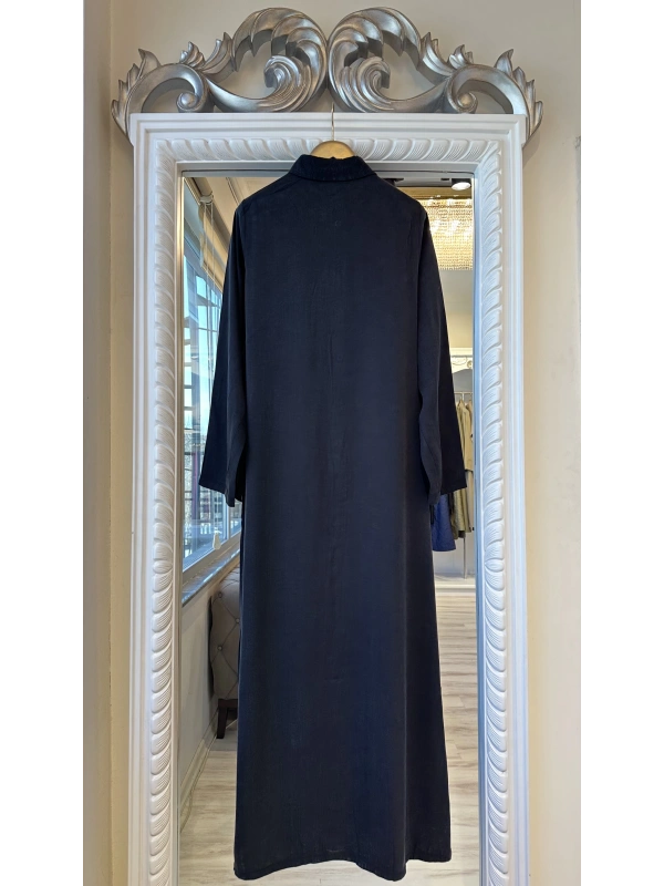 İNVEE 7032 İpek Qupra Gömlek Elbise - Siyah