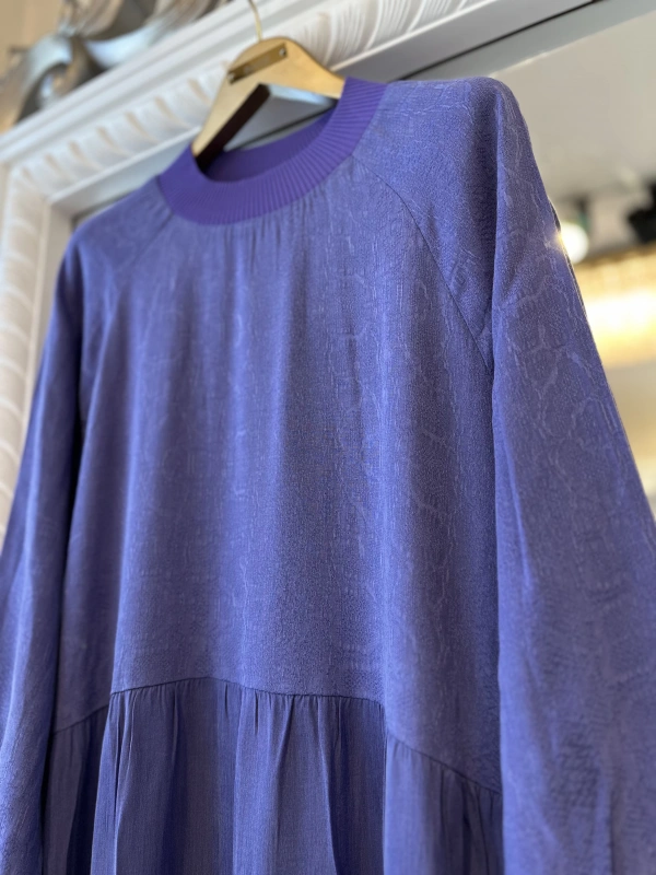 İNVEE 7033 Desenli Modal Elbise - Mor