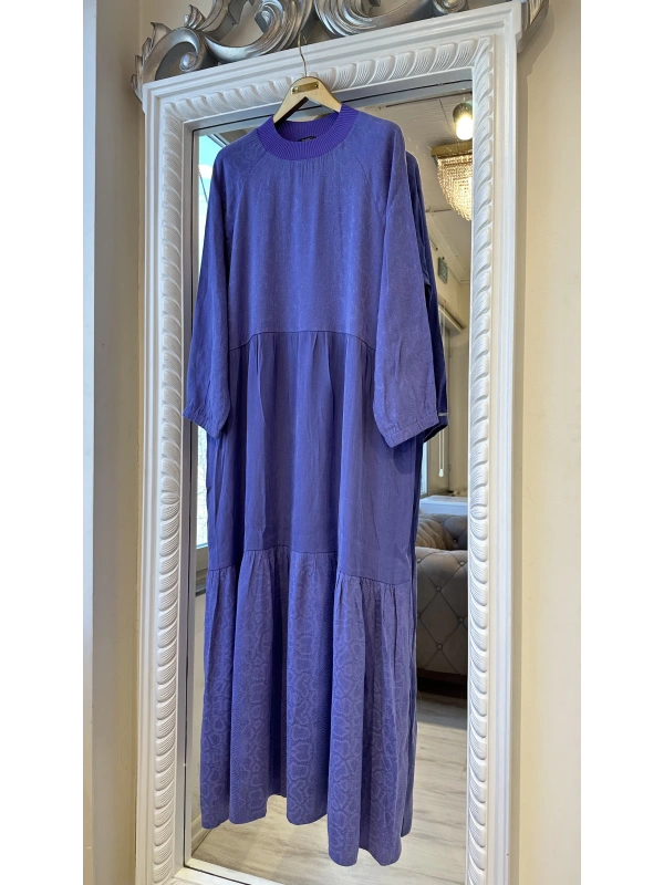 İNVEE 7033 Desenli Modal Elbise - Mor