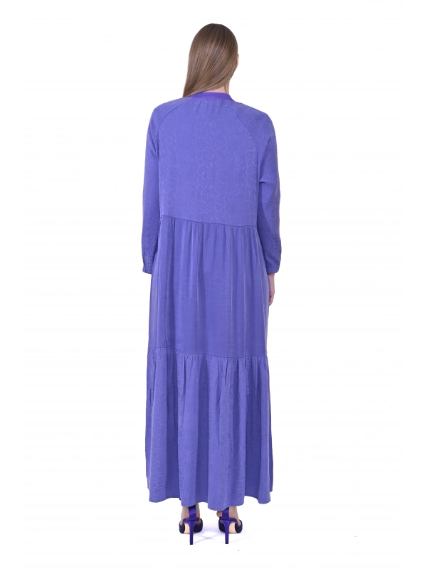 İNVEE 7033 Desenli Modal Elbise - Mor