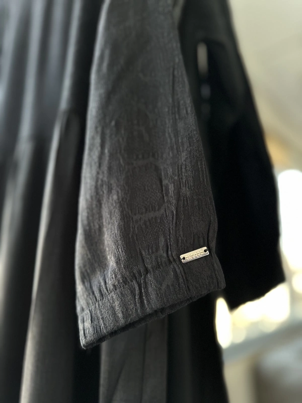 İNVEE 7033 Desenli Modal Elbise - Siyah